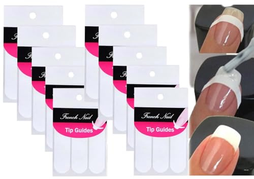 480 Stück weiße Nagelaufkleber, französische Spitze, Nagelaufkleber, französische Maniküre-Streifen, Maniküre, Nagelkunstspitzen, Formführungsaufkleber, Kantenband, DIY-Schablonen-Werkzeug, Aufkleber
