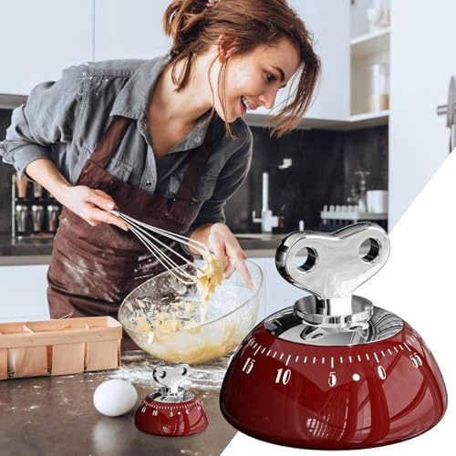Küchentimer Magnetisch, Eieruhr Mechanisch, Küchenuhr Timer, Kurzzeitwecker Küche, 60 Minuten Magnetischer Timer, Küchentimer Zum Kochen, 7,6x7.6x6.5cm, Für Backen Kinder Lernen Grillen Zuhause