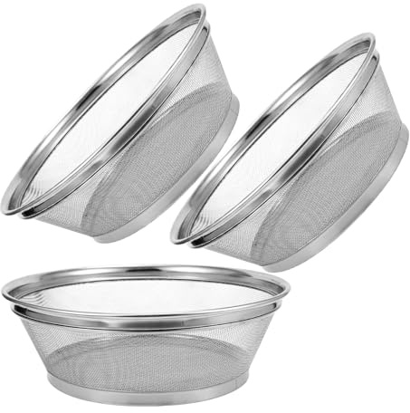 JOINPAYA 3 Coladores de Drenaje de Acero Inoxidable Reforzado para Frutas y Verduras, Cesta Multiusos para Lavar y Escurrir Alimentos, Lavabo Resistente Doble Drenaje, Adecuado para Cocina