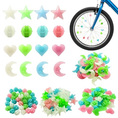 Mewneap 144 Stück Bunte Fahrradspeichen Perlen, Speichenreflektoren Fahrrad für Kinder, Reflektierende Speichenclips als Fahrradzubehör für Jungen & Mädchen, Fahrradspeichen Deko für Kinderfahrräder