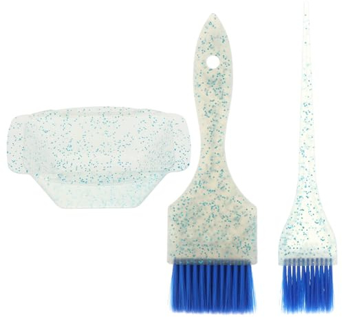 MAGICLULU Kit para Tinte de Cabello Pincel y Tazón de Plástico, para Uso Personal DIY y Salón Profesional, Color Azul, Distribución Uniforme del Tinte