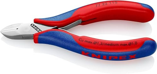 KNIPEX Elektronik-Seitenschneider mit durchgestecktem Gelenk auf SB-Karte mit Mehrkomponenten-Hüllen 115 mm, 77 22 115 SB