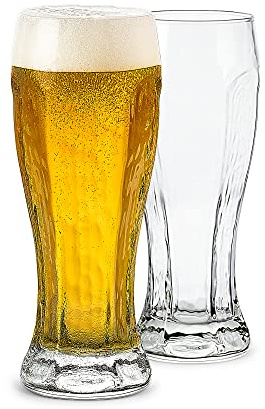 LUXU Juego de vasos de cerveza, vasos Pilsner con forma hexagonal de 2.1 onzas, vasos de cerveza de trigo artesanales, jarrón Weizen sin plomo para beber LAGER, vasos de pinta para ALE, vasos IPA
