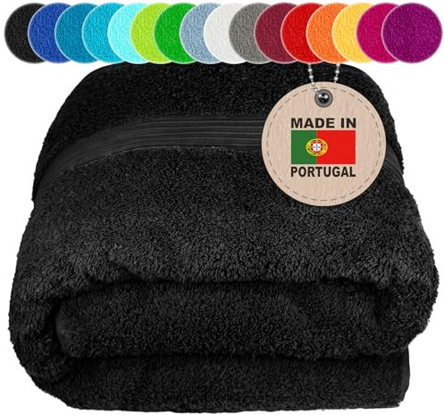 Lashuma - Toalla de sauna de color negro, toalla de playa XXL 100 x 200 cm, toalla de rizo de la serie Linz