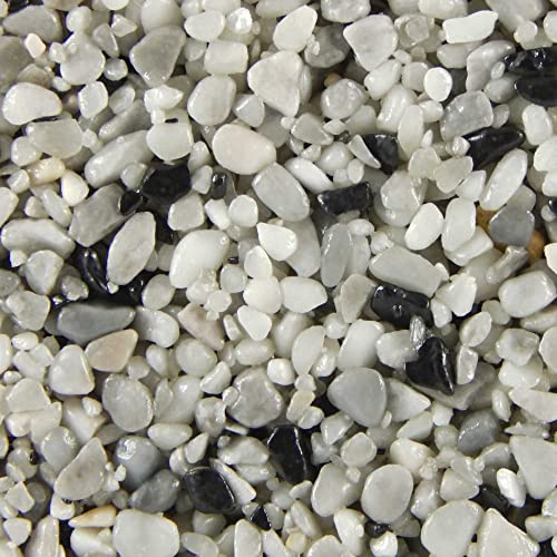 Terralith Steinteppich Marmor Komplett-Set für 1qm - Körnung: fein - 2-4mm mit Epoxidharz Bindemittel - für Innen in weiß (contrastro uno)