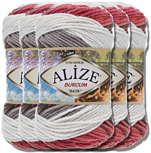 Alize 5x 100g Burcum Batik Türkische Premium Wolle 100% Acryl Handstrickgarne | Strickgarn | Yarn | Garn Babywolle mit Farbverlauf Baby zum Häkeln Stricken Kleidung (1984)