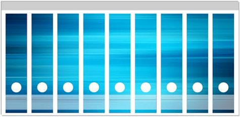 Wallario Ordnerrücken Sticker Blau und schwarz gestreift - Abstraktes Streifenmuster - Größe 9 Stück, Rückenschilder für 9 breite Ordner, Klebeetiketten