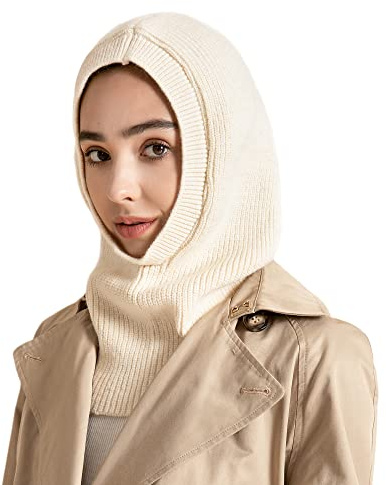 ZLYC Damen Winter Sturmhauben Stricken Winddicht Beanie Mütze Kapuzenschal
