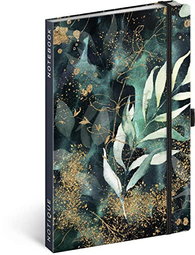 Notizbuch Liniert mit Gummiband 13x21cm ca. A5, Hardcover Notebook, Notizblock, Notizheft, Journal, Tagebuch für Erwachsene, Damen (Eukalyptus)