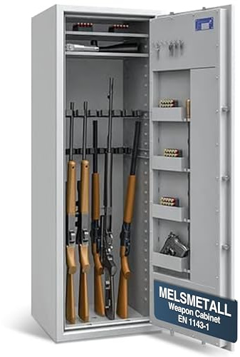 Waffenschrank Klasse 1 EN 1143-1 für 16 Langwaffen, Kurzwaffen & Munition | 1600x550x500mm (Doppelbartschloss mit 2 Schlüsseln)