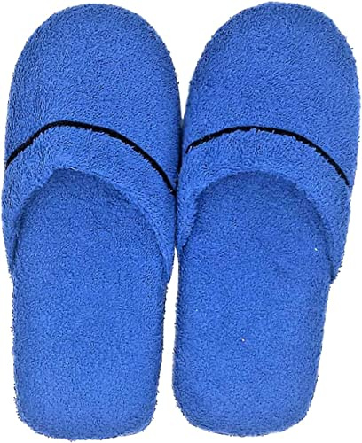 INGROSSO MERCERIE LCF Ciabatte Uomo Spugna 100% Cotone, antisudore,lavabili,leggere,traspiranti.produzione artigianale italiana, misura 39/43 (Bluette)