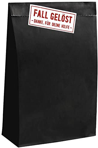 16 Stück Geschenktasche zum Befüllen mit Aufkleber Detektiv Geburtstag Mitgebsel Papiertüten Geschenktüten Tüten aus Papier Schwarz Fall Gelöst Detektivparty Kindergeburtstag für Junge Mädchen