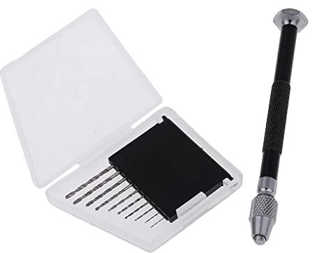 misppro Micro Model Tool Hand Drill Set with 0.3-1.2mm 10Pcs Drill Bits for Drilling