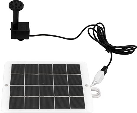 NDNCZDHC Pompe De Fontaine à Eau Solaire 3W 5V, Pompe De Fontaine à énergie Solaire De Jardin Paysager 120L/H Livrée avec 6 Couvercles De Buse Différents, Pompe à Eau Solaire pour Bassin Extérieur