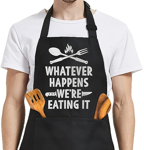SANDJEST Gift Cooking Grilling BBQ Apron for Men Funny Aprons with Pockets Women Husband Dad Grandpa Boyfriend Wife Girlfriend Mom - Humorous Aprons Gifts for Birthday Christmas