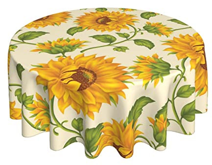 Cubremesa Lindos Girasoles Fácil De Limpiar Mantel Redondo Fácil Mantenimiento Hule 152Cm para Decoración Comedor Cocina