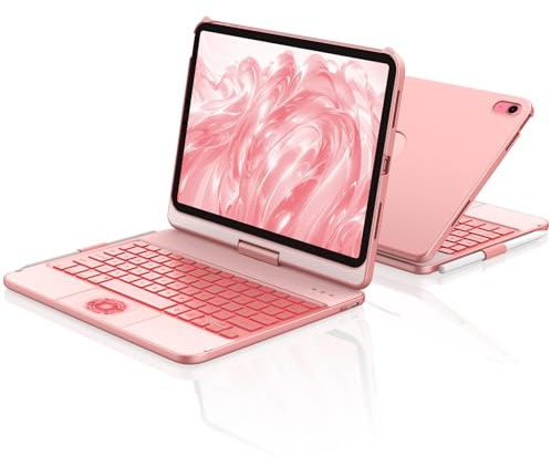 aMZCaSE for iPad 10th 2022/A16 11th Generation 2025(10.9/11 inch) Case with Keyboard Case,Touch for 10/11th Generation Case -360° Rotatable&Pencil Holder,UK Layout (Rose gold) | 7 Colors Backlight Case with Touch for Case -360°Rotatable&Pencil Holder UK Layout for iPad 10/11 Gen 2022/2025(Rose gold)