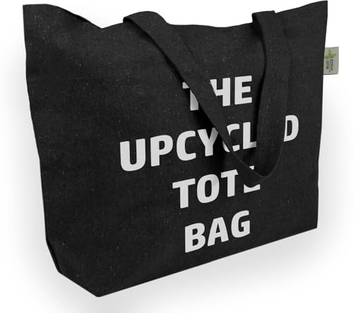 Bolsa de transporte muy grande – Bente | de algodón reciclado | con tela gruesa | muy resistente | 2 asas largas | ideal como bolso de la compra, bolso de baño, bolso de la compra, Black/Tote Bag, 60