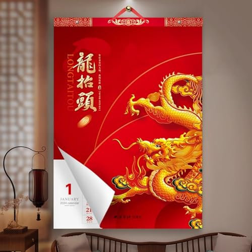OUSIKA 2024-Jahr-Drachen-Wandkalender, chinesischer Monatskalender for chinesisches Zuhause, Restaurant, Büro, Schule, Wanddekoration Kalender (Color : Style 6)