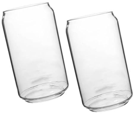 PRETYZOOM Lot De 2 Tasses En Verre Multifonction 400 Ml Résistantes à La Chaleur Froid Transparentes Design Canette Pour Bière Boissons Froides Domestiques Bar