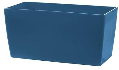 Teraplast - Macetero para Flores de Interior y Exterior Rectangular Coimbra, Acabado Brillante, de plástico (Azul Denim, 30 x 15 x 15 cm)