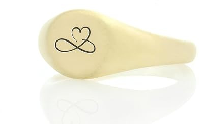 ANEMONE JEWELRY Herz-Unendlichkeits-Gold-Siegelring – Valentinstag-Geschenkring – Unendlichkeitsring mit Gravur – 14-karätiger Goldring