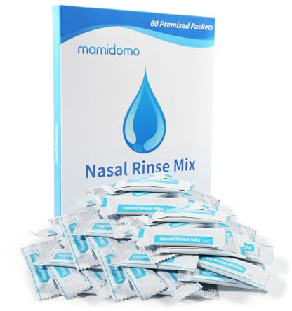 mamidomo 2.7g 60 Nasal Rinse Packets, Neti Pot Salt Packets, Individually Wrapped Packets for Saline Packets, Nasal Rinse Salt Packets, Allergy Relief Saline Solution for Neti Pots, Sinus Relief