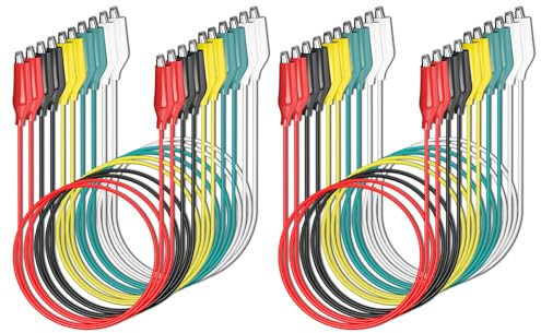 Cleqee Lot de 20 pinces crocodiles électriques à double extrémité pour connexion de circuit électrique Test électrique 5 couleurs