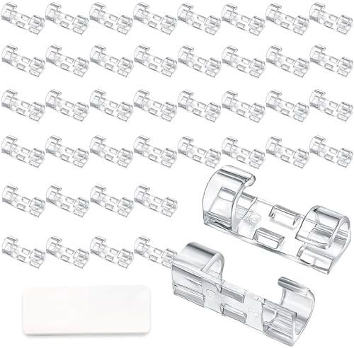 Self Adhesive Cable Tidy Clips - Clear Wire Management Clips for Desk, PC, Christmas Lights Indoor/Outdoor