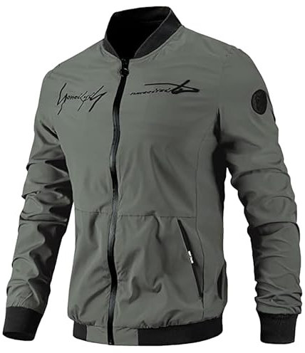 MJGkhiy Giubbotto Invernale Uomo Casual Giacca a Vento Militare Jacket Sportivo Antipioggia Giubbino Autunno Running Primaverile Bomber Con Zip Softshell Giacche Da Lavoro Antivento Giubbotto
