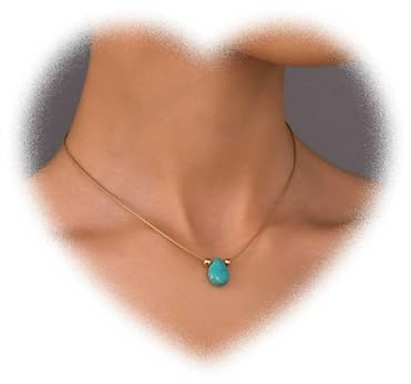 Crymystal Bohemian Türkis Anhänger Halskette Gold Perlen Kette Grün Naturstein Minimal Schmuck für Frauen und Teenager Geschenke