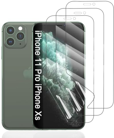 Hhfcryst Pellicola Idrogel Protettiva per iPhone 11 Pro/iPhone Xs/iPhone X, 3 Pezzi HD Trasparente Morbido TPU Protezioni per Lo Schermo(Non Vetro Temperato)