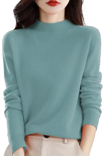 Cashmere Jumpers Ladies Women's Semi Turtleneck Sweater Long Sleeve Solid Color Pullover with A Base Shirt Autumn and Winter Warm Loose Sweater Turtleneck Sweater for Women Sales Loose Fit Christmas