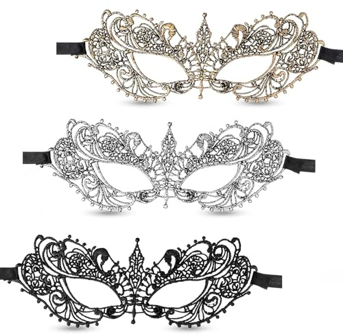 oruola 3 Stück Maskerade Maske, Venezianische Maske Damen, Maskenball