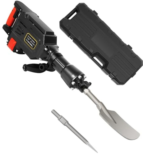 Chynalys 1700w Electric Demolition Jack Hammer Concrete Breaker, Garden Post Hole Digger, Heavy Duty Jack Hammer with Scraping Chisel Flat Chisel Bull Point Chiseln and Carrying Case