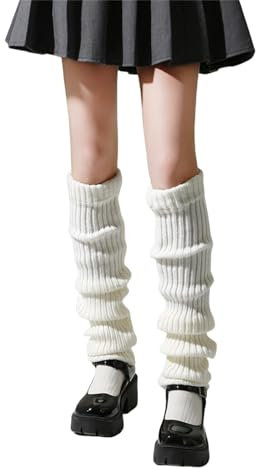 Knöchelwärmer für Damen, Winter, warm, gestrickt, lange Stiefelsocken, Fleece-gefütterte Beinstulpen für Damen, Knöchelwärmer, weiß, One size