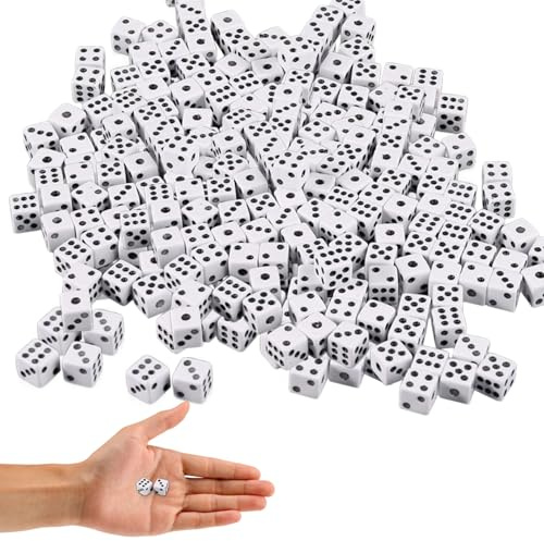 Mini 8 mm små tärningar, 300 st små vita tärningar med svarta prickar, 6 data mini tärningsset, vuxen lektärning för matematik, festfavoriter