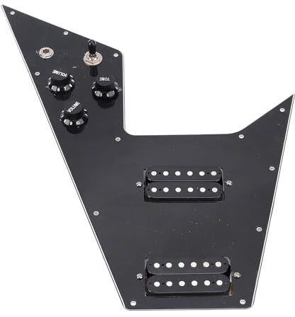 Geladener Pickguard -Set, 2 Spulenhals | Middle Pickups, Mini Humbucker Bridge, Coil Split -Switching, HH -Konfiguration für Fliegende V -Gitarren