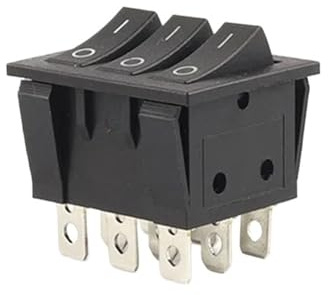 1 STÜCKE 40,3X33,3mm Wippschalter KCD3 Rotes Licht 3-Wege-Schwarzschalter 9-polig 2 Positionen EIN-AUS/EIN-EIN 16A/30A 250VAC Dreifach-Netzschalter(Black)