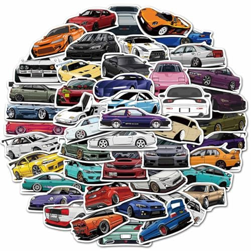 100 Pcs Sports Race Car Sticker Pack for Kids, Car Stickers for Bedroom, Desk, Water Bottles,Laptop,Skateboard,Luggage,Computer,Moto,Bike,Vinyl Waterproof Stickers for Teens Children Adult