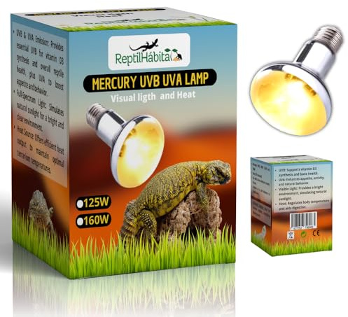 ReptilHábitat – UVB/UVA-Lampe mit Wärme für Reptilien 80W – Quecksilberdampflampe All-in-One für Terrarien – Künstliches Sonnenlicht mit Hitzeschutz