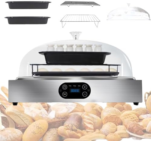 QINPI Lievitatore Elettrico per Pasta Madre da 125 W, Scatola per lievitazione del Pane con Pasta Madre, Strato Singolo/Doppio Opzionale, per teglie da Forno da 350 x 250 mm, capacità 6,6 libbre