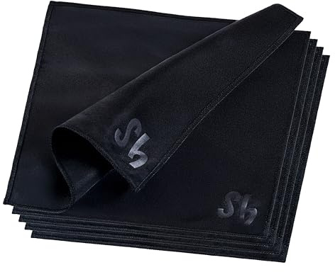 SHERA Mikrofasertuch für Brillen und Displays, 20 x 20 cm, Schwarz, Premium Reinigungstuch, Waschbar