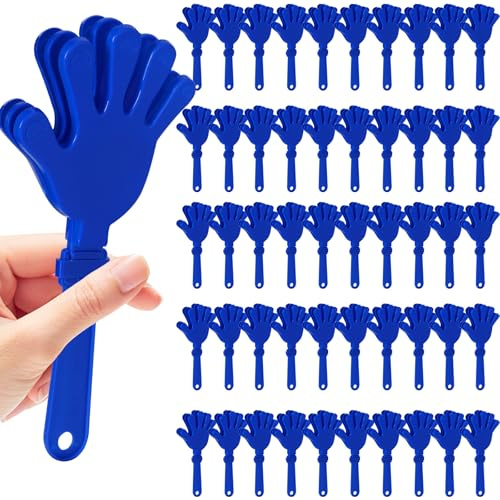 50 Pcs Hand Clappers Noisemakers 7.5 Inch Clappers Noisemakers Plastic Hand Clappers for Birthdays Game Football Sporting Events Cheers Supplies Dance Basketball Football Noisemakers (Blue)