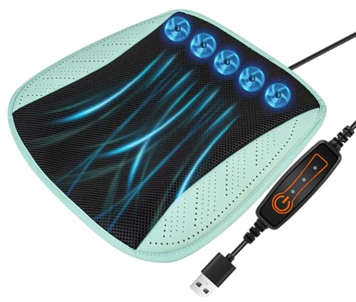 Cubierta de asiento para el automóvil de enfriamiento, cubierta del asiento ventilada - Cojín de de enfriamiento con poder USB - Cojín de silla ventilado y transpirable, 3 accesorios automotri