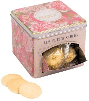 Marquise de Sablé | Confezione in metallo di Biscotti, 300 g di sablés francesi al burro | Prodotti in modo tradizionale nei Paesi della Loira | Confezione Regalo | Selezione 18 Carati