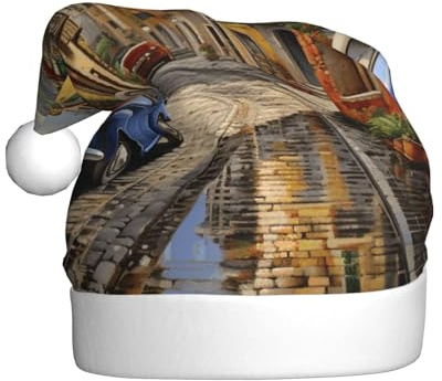 GUOLGP Gorro de Navidad con estampado callejero italiano, gorro de Papá Noel, celebraciones, unisex, accesorio de disfraz de fiesta de Navidad