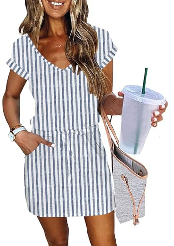 Womens Summer Dress Lantern Sleeve Square Neck Tie Front A-Line Double Layer Hem Mini Dresses