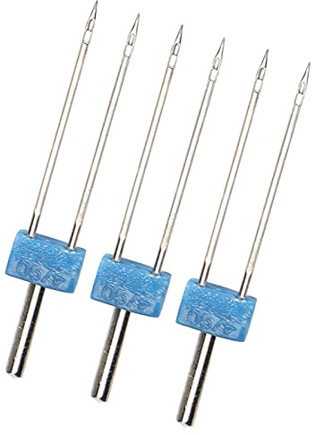 OVAQUIXI Agujas Dobles Agujas Gemelas para Máquina de Coser de Acero Inoxidable, 3 Piezas, 2 Mm/3 Mm/4, para Puntadas Decorativas y Enhebrado de Dos Colores (Aguja Maquina Doble 4MM-3 Piezas/Bolsa)