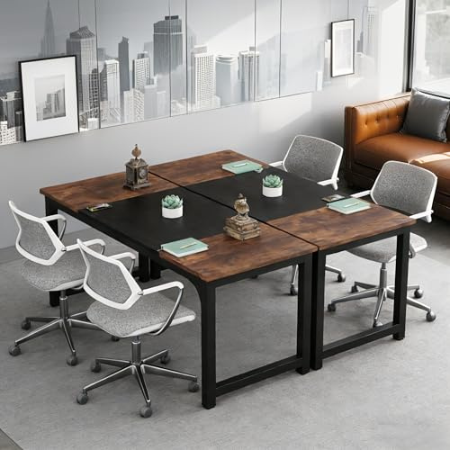 Tribesigns Scrivania da ufficio, 160 x 80 cm, confezione da 2 pezzi, grande scrivania per computer, con gambe in metallo stabile, tavolo da lavoro, tavolo da conferenze, per casa, ufficio, colore